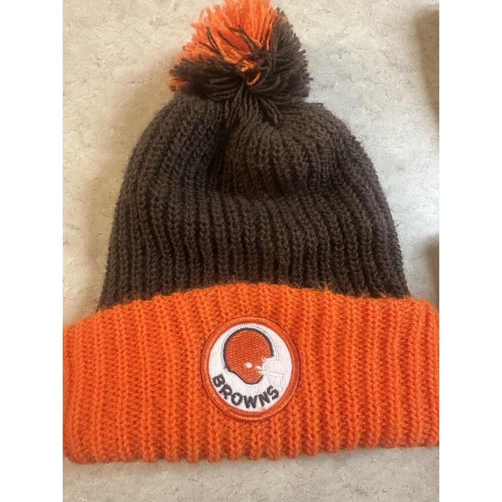 Vintage 70's 80’s Cleveland Browns NFL Knit Winter POM Beanie Hat Cap- See Descr